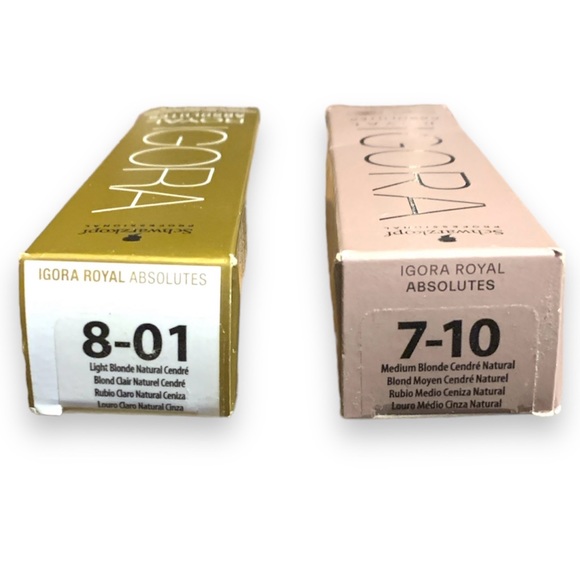 SCHWARZKOPF I Igora Royal Absolutes 7-10 and 8-01 Permanent Hair Color - Picture 3 of 4